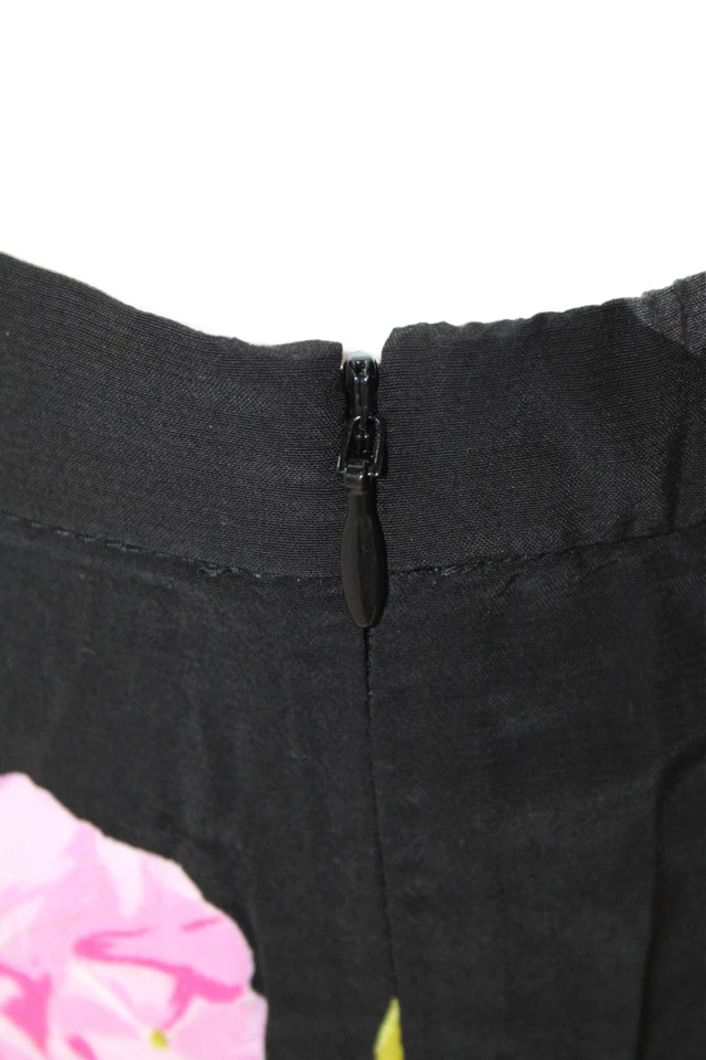 French Connection Women's ZIP Closure Wide Leg Black Floral Pants Size 8 - Image 4 of 4