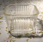 Federal Glass Ribbed Square Refrigerator Dish - BOTTOM ONLY - Vintage