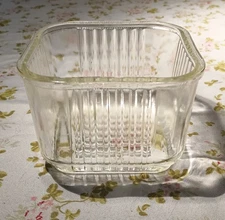 Federal Glass Ribbed Square Refrigerator Dish - BOTTOM ONLY - Vintage