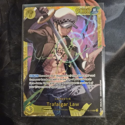 #ad Foil Trafalgar Law OP10 119 SEC English One Piece TCG Card Royal Blood $3.98