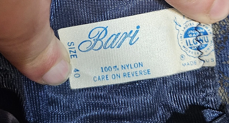De colección 1959s 1960s Bari Navy Nylon Completo Slip Talla 40 Foto 4 de 4
