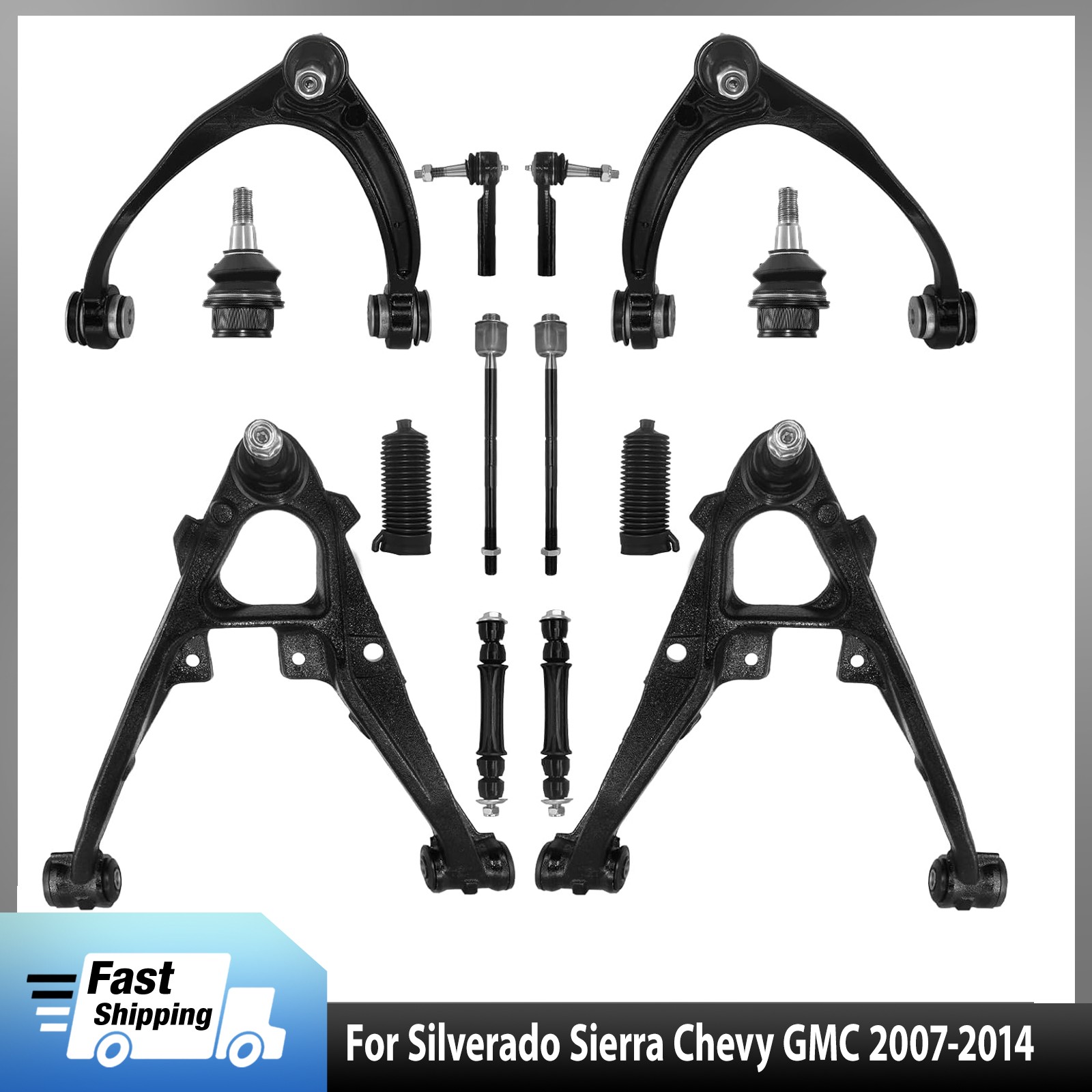 Front Upper Lower Control Arms For 2007-2013 Chevy Silverado GMC Sierra Escalade