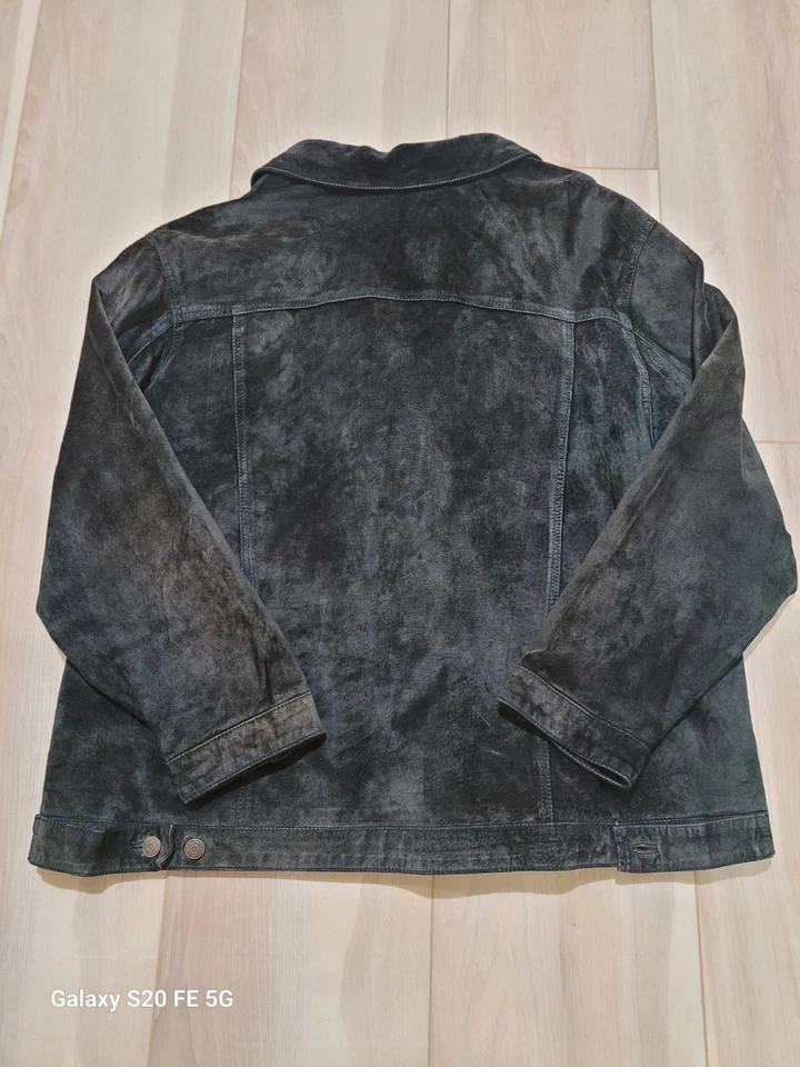 Chaqueta de cuero de gamuza negra Xtreme Air Blues para mujer 1X botón faltante Foto 4 de 4