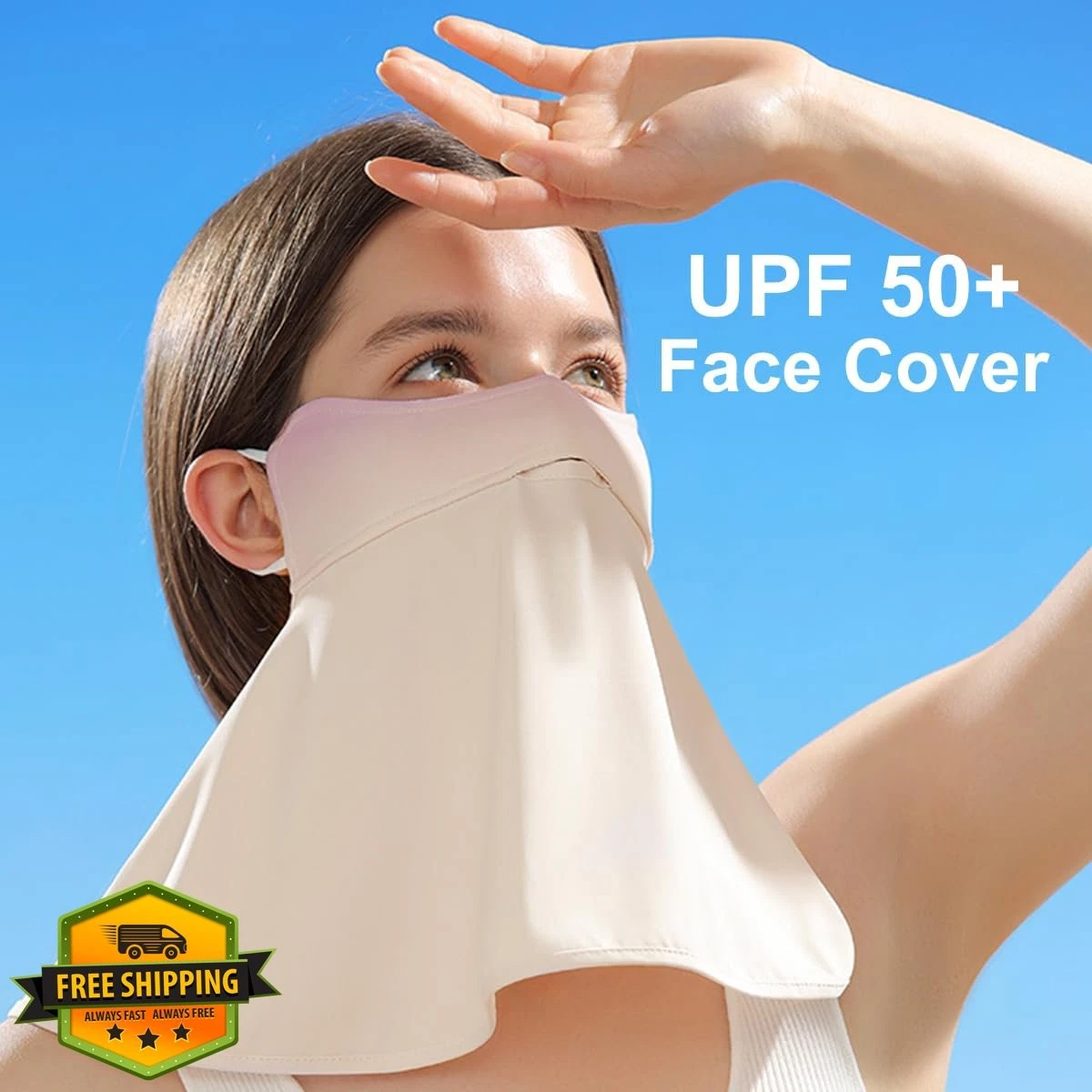 WRELS UPF 50+ Face Neck Gaiter UV Sun Protection Cooling Earloop Scarf