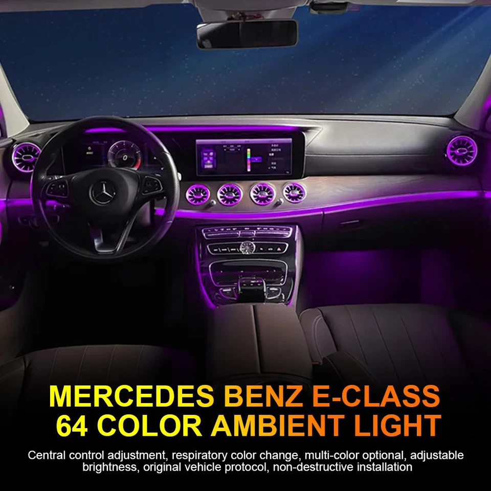 64 Colour LED Air Vents for Mercedes Benz W213 E-Class RGB Control Ambient Light - Image 2 of 4