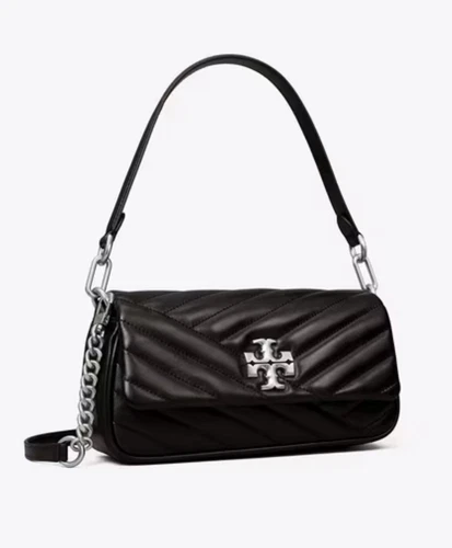 Nuova borsa a tracolla Tory Burch Kira piccola in pelle con patta nera vendita al dettaglio: $ 548