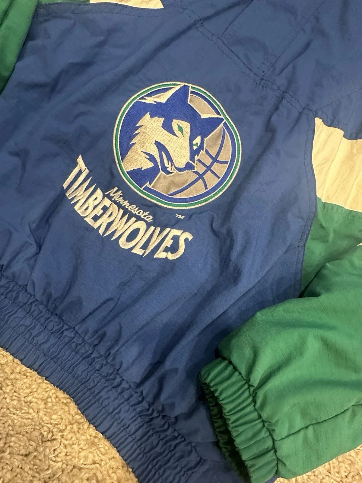 VTG 90s Starter NBA Authentics Timberwolves Half-Zip Pullover Windbreaker 2XL - product detail image 5