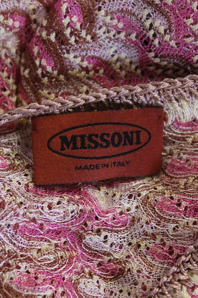 Missoni Orange Label Womens Short Sleeve Knit Cover Up Pink White Size IT 40 - Image 4 of 4