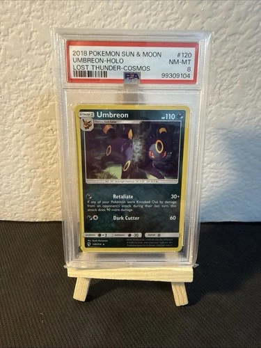 2018 Pokemon Umbreon #120 Cosmos Holo SM: Lost Thunder LOW POP PSA 8