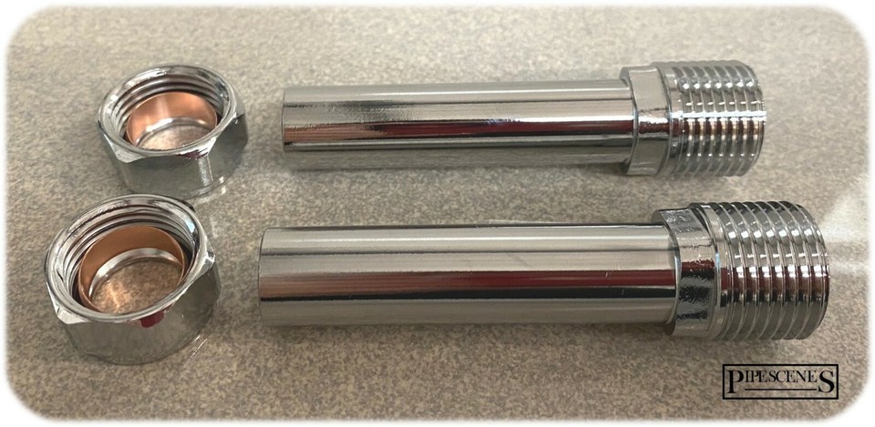 2 Pack - 60mm Chrome Radiator Extension Tails - 1/2