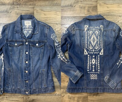 Jessica Simpson Small Embroidered Denim Jacket EUC