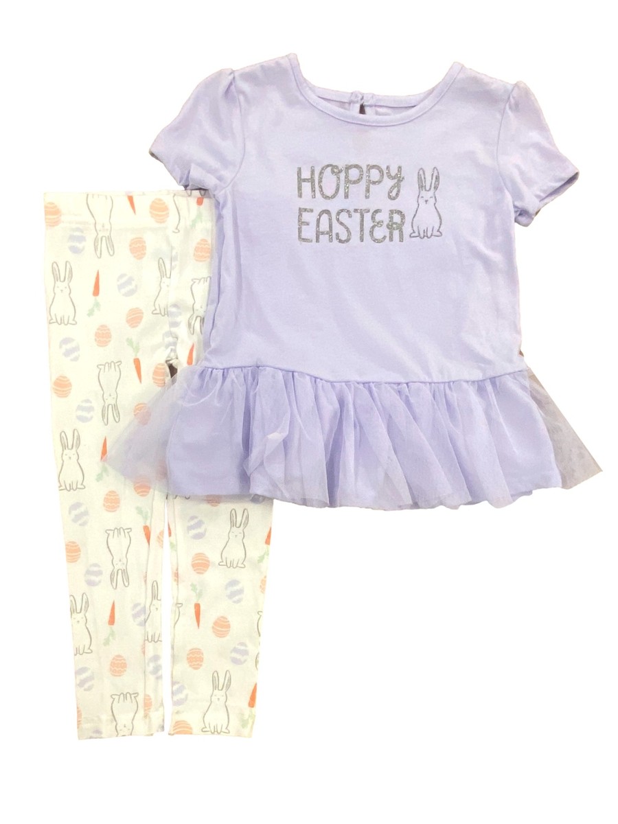 Carters Infant Toddler Girls Purple Easter Tutu T-Shirt Leggings Outfit