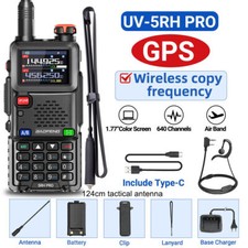 1X 5RH PRO GPS WALKIE TALKIE MULTI BAND RECHARGEABLE TWO WAY RADIO 124CM ANTENNA
