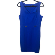 Ann Taylor Size 8 Royal Blue Dress Zipper Back Sleeveless Career Dress (m1)