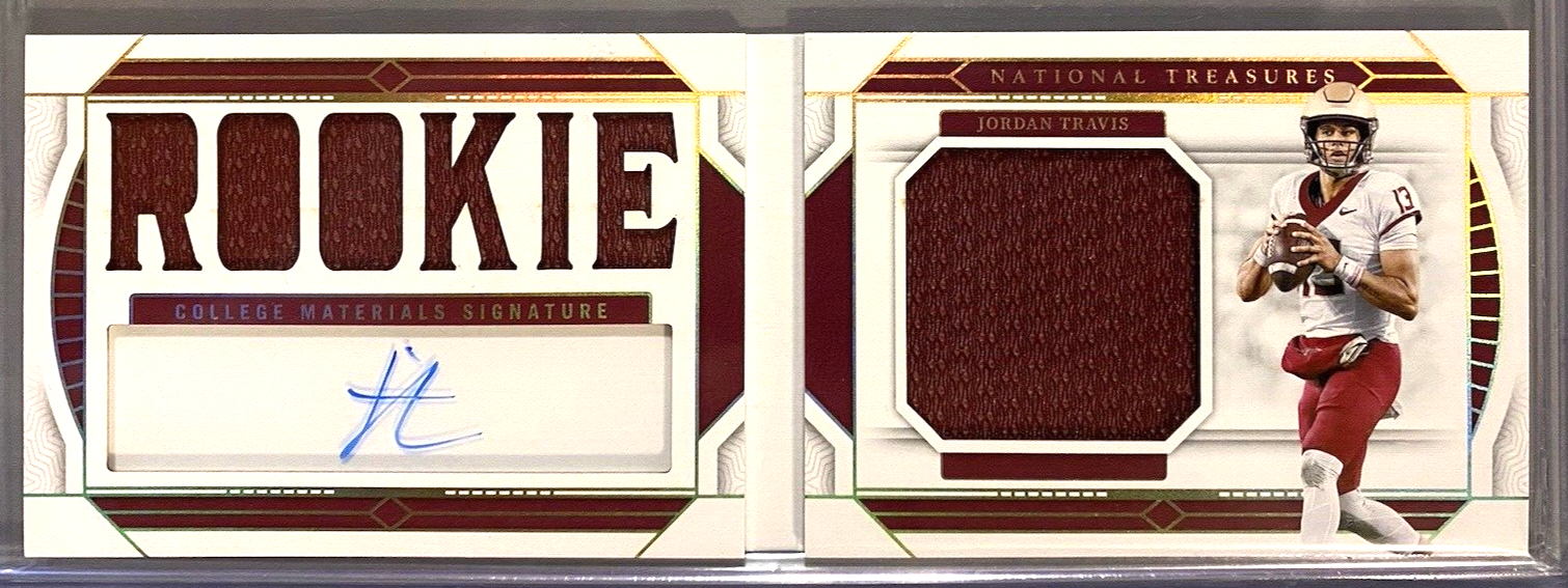 2024 National Treasures Collegiate Jordan Travis RPA Booklet /49 FSU - NY Jets