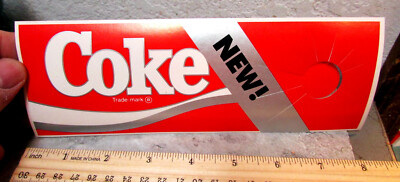 NEW unused NEW coke bottle hanger card from 1985 new Coca Cola Coke introduction