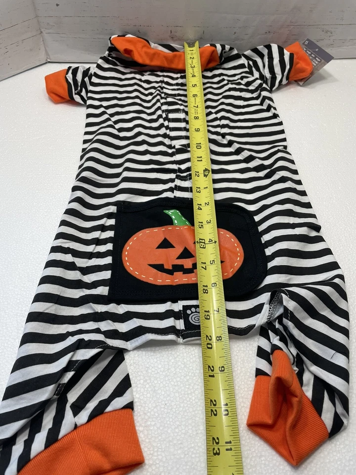 Pijama a rayas con parche de calabaza de diseño petrageous para perro talla grande mezcla de polietileno/algodón Foto 2 de 4