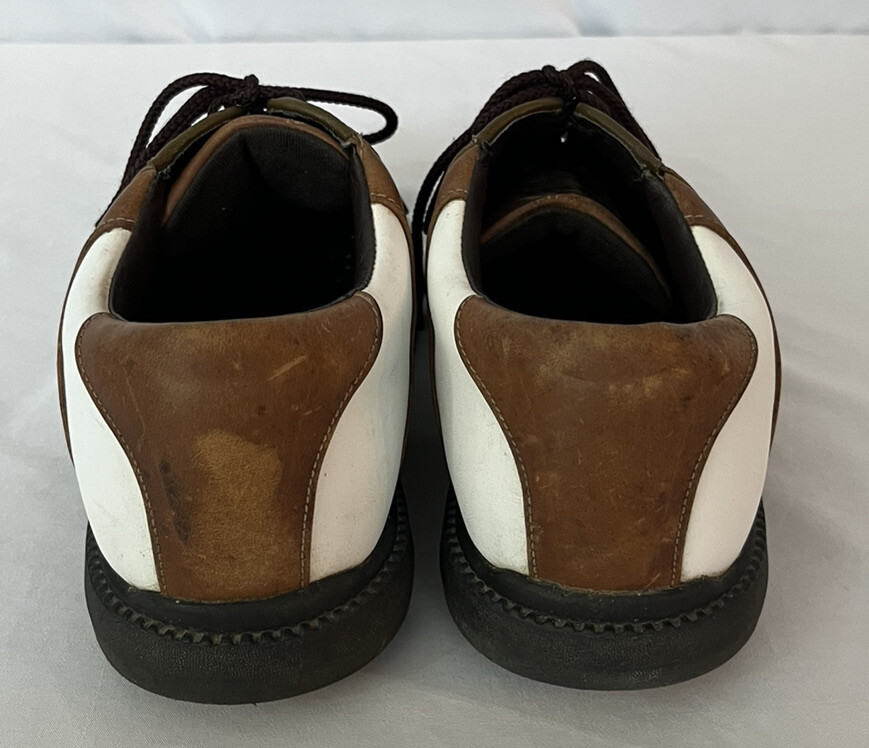 Footjoy Super Lites White And Brown Golf Shoes #58049 Mens  display picture 3