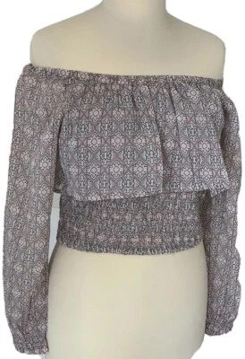 ♡NELLY TREND♡ Smock Top Bluse NEU 39 € HoT Crop Boho Cropped Nude Carmen Gr M 38 - Bild 1 von 4