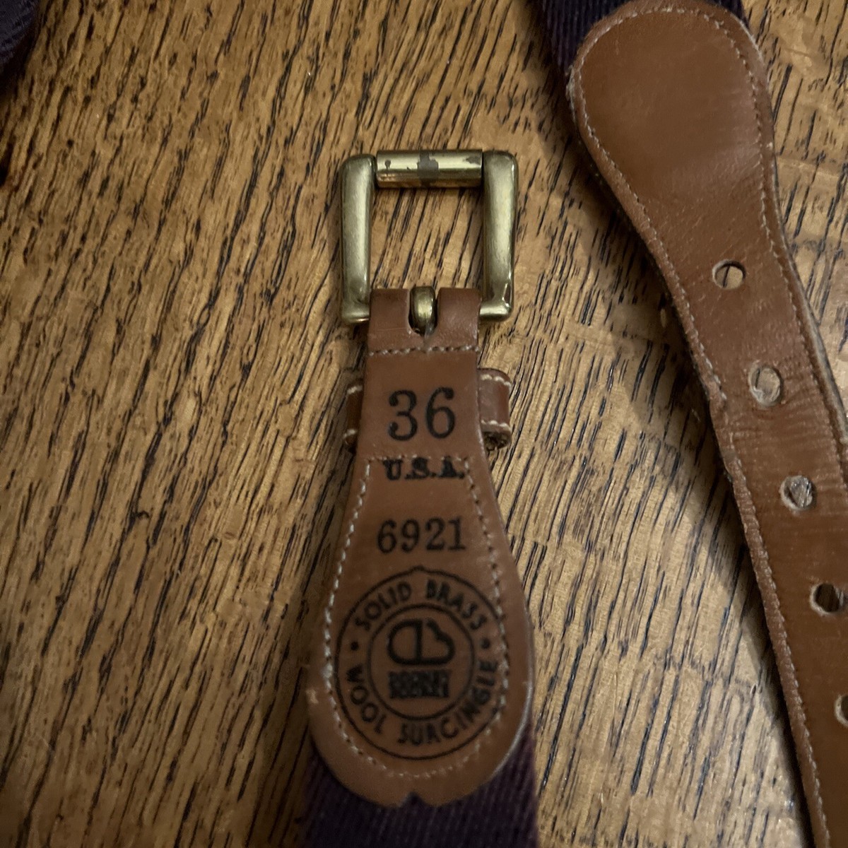 Dooney & Bourke leather/wool surcingle/solid brass Vintage Dooney And Bourke Wool Surcingle Belt Brass Buckle  main image 2
