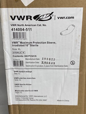 (300 Pcs/Case) VWR Maximum Protection Sleeves Sterile Size XL White 414004-511