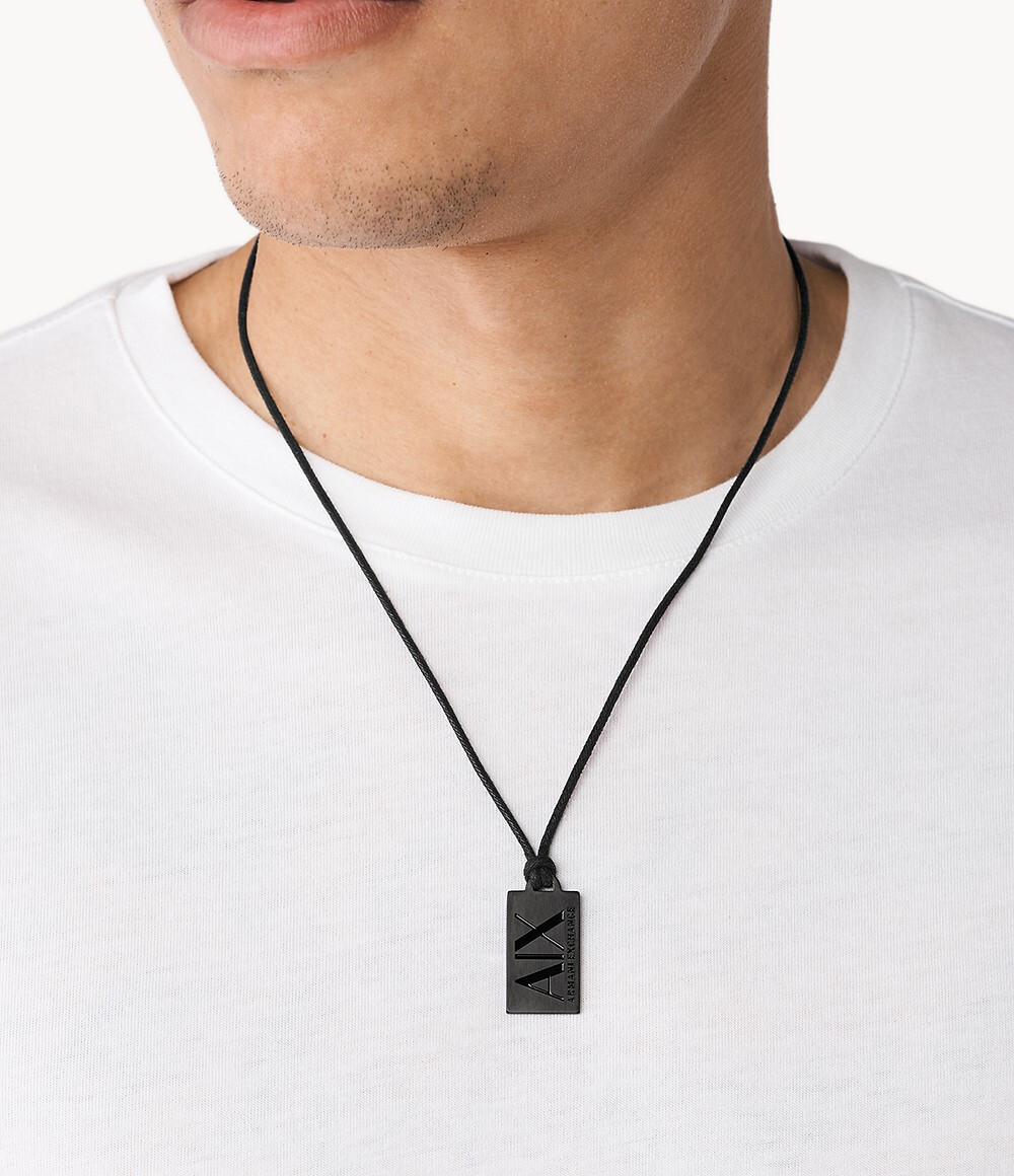 Armani Exchange Stainless Steel Dog Tag Necklace NEW NIB | eBay