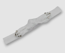 25 Bari Lynn Baby Girl's White Velvet Crystal Elastic Headband