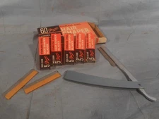 Weck Hair Shaper Straight Razor w/metal Handle USA made w/27 Diane Japan Blades