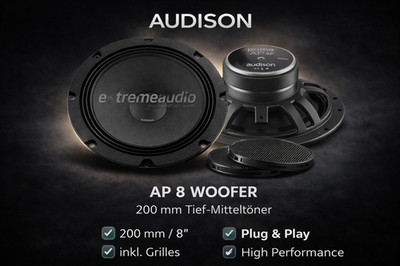 Audison AP 8 - SET WOOFER 200mm+Grilles 1 PAAR Lautsprecher Tief-Mitteltöner