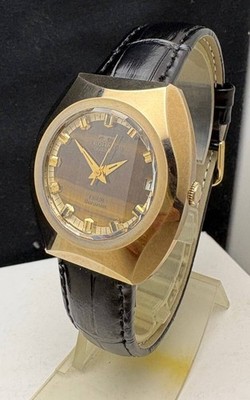 Technos Tiger Borazon Quartz 5-Sided Cut Glass Vintage 70s Used