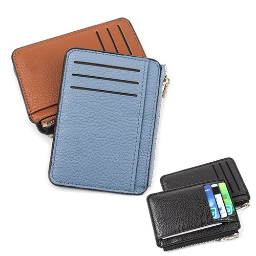 Duble sided Zipper Card Bag PU Short Purse Gift Coin Purse Men's Women's - Picture 5 of 14