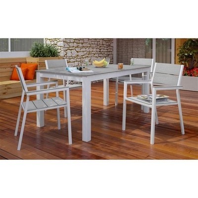 Modway Maine 5-Piece Modern Aluminum Patio Dining Set in White and Light Gray
