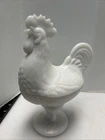 Vintage L E Smith milk glass Rooster in time for Spring Candy Dish