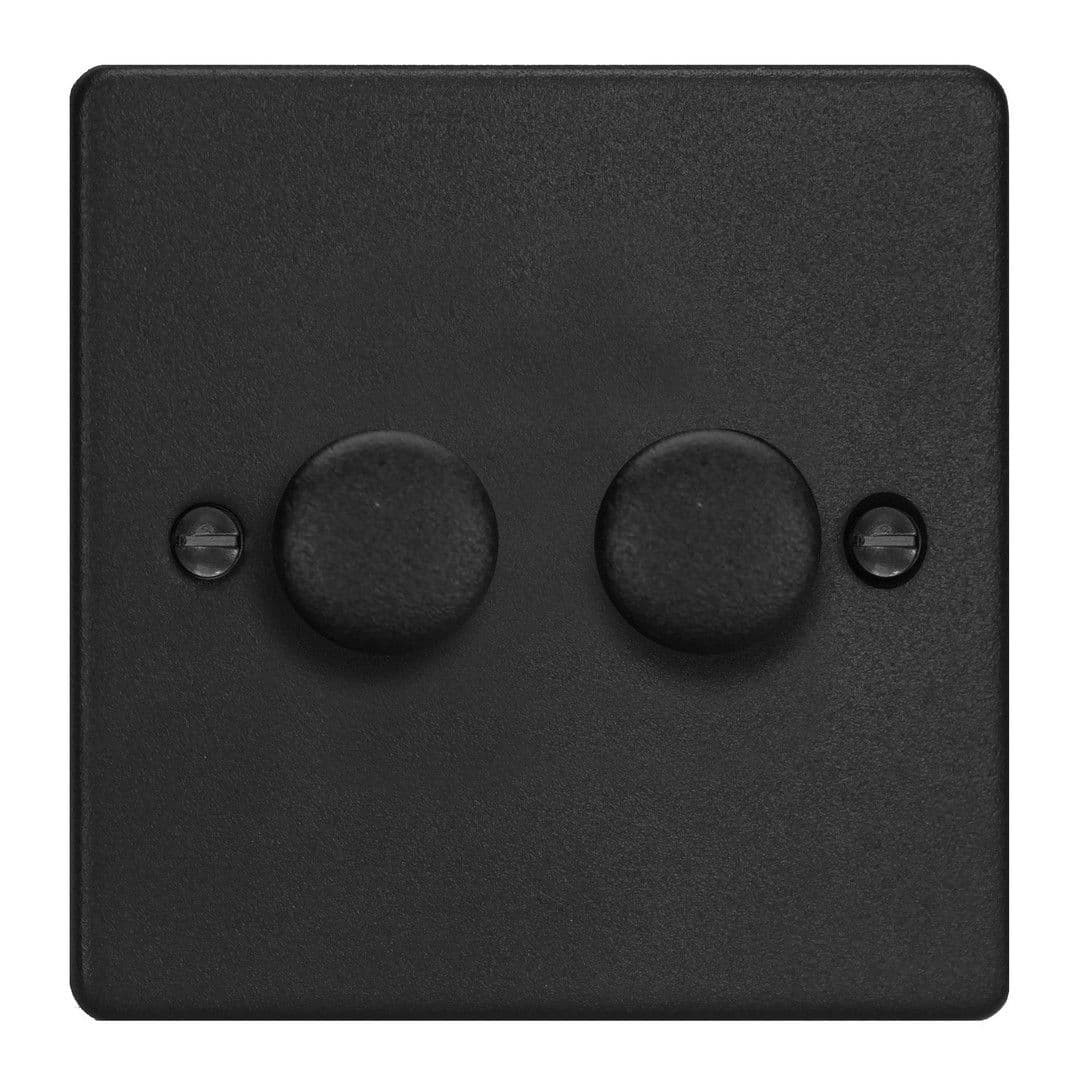Varilight KDEP102.MB Matt Black 2 Gang 2W V-Com Push On/Off LED Dimmer 100W