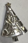 A25- Vtg Eisenberg Signed Clear Crystal  Christmas Tree Brooch Silver Tone Rare