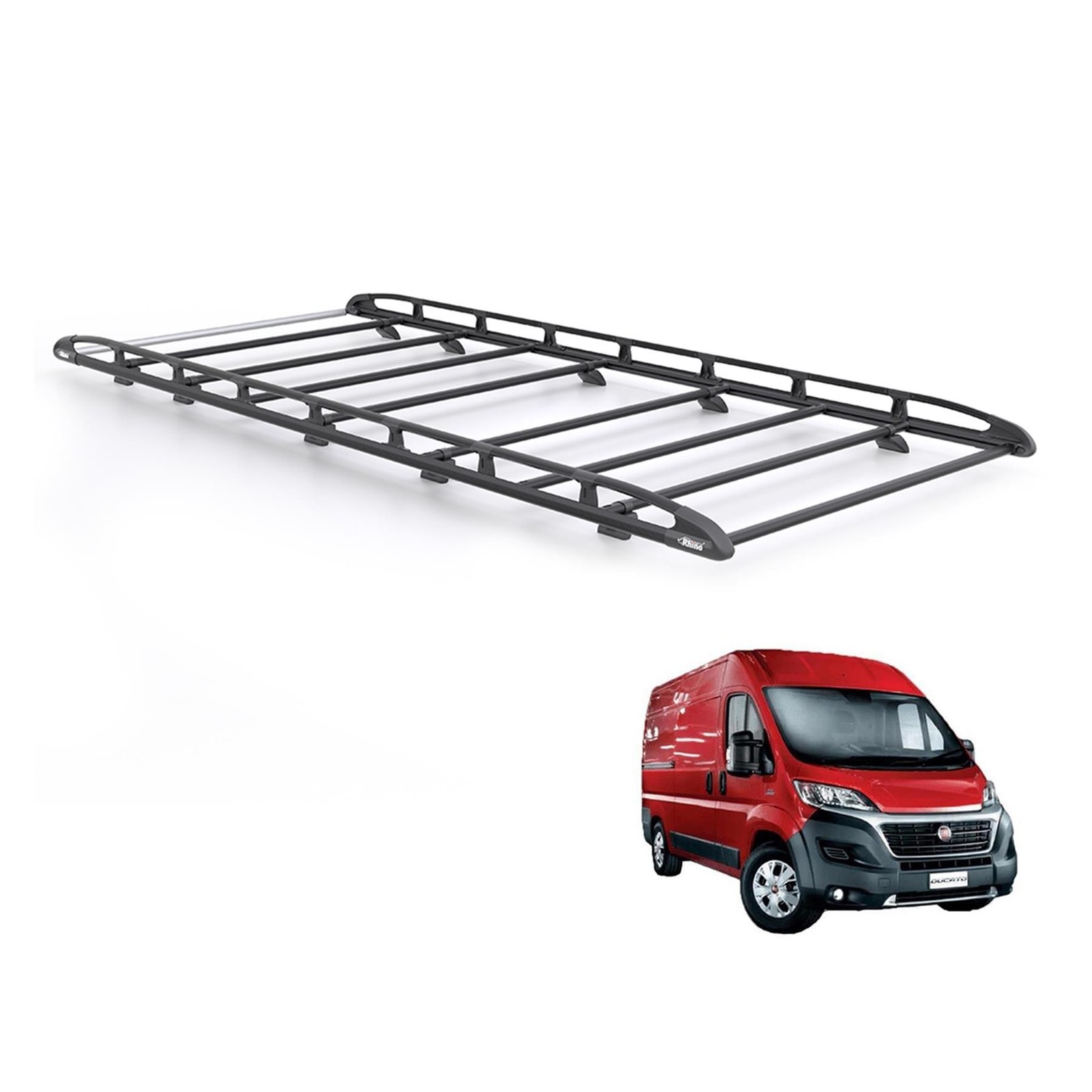 Fiat Ducato Roof Rack for 2006+ [L3H2] Rhino Aluminium KammRack Black