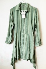 Zara The Zoe Dress Green S button up collared midi longsleeve NEW