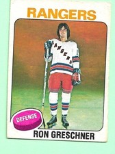 (1) RON GRESCHNER 1975-76 O-PEE-CHE # 146 RANGERS ROOKIE VG CARD (N3837). rookie card picture