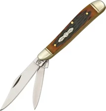 Rough Ryder RR110 Peanut Folding Pocket Knife Jigged Amber Bone Handles