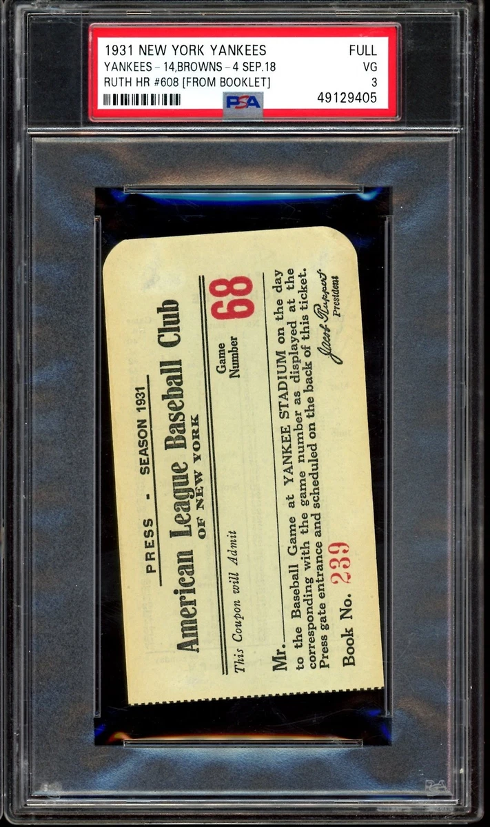 Baseball 1931 Year Vintage Sports Ticket Stubs for sale | eBay