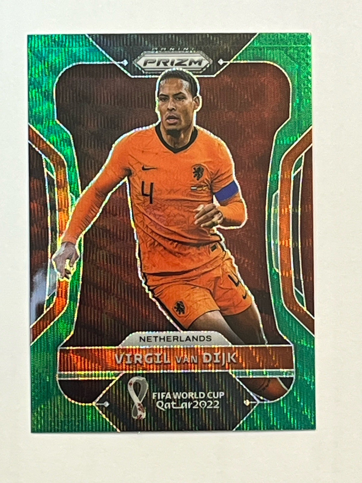 Virgil Van Dijk 2022 Panini Prizm World Cup Qatar #163 Green Wave  Prizm