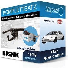 BRINK Anhängekupplung abnehmbar und TOWTEC E-Satz 7polig für Fiat 500 Cabrio 09-