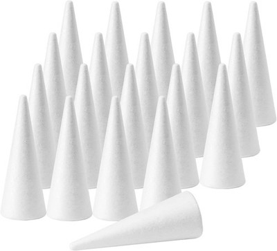 20Pack Craft Foam Cones, Foam Tree Cones, Assorted Sizes White Polystyrene Cone.
