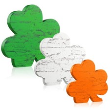 3 Pieces St. Patrick's Day Table Wooden Signs Rustic Shamrock Wooden Decoration