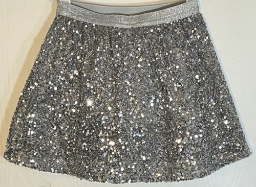 Gymboree Little Girl Sz 6 Skirt Silver Sequence Silver Glittered Elastic Waist - Picture 8 of 10