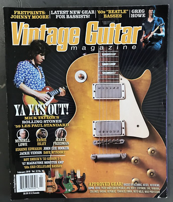 VINTAGE GUITAR MAGAZINE-FEB 2018-MICK TAYLOR-GREG HOWE-MUNDELL LOWE-ERNIE ISLEY