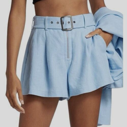 NWT - Ramy Brook - Women's Blue Gleirys Belted Shorts - Size 4 ($345)