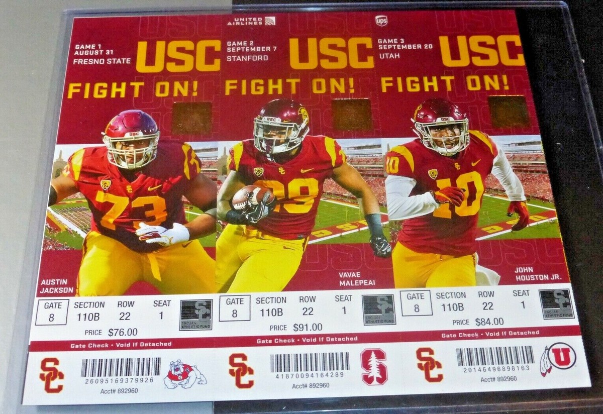 6) 2019 USC TROJANS FOOTBALL SEASON TICKETS~MICHAEL PITTMAN~TYLER