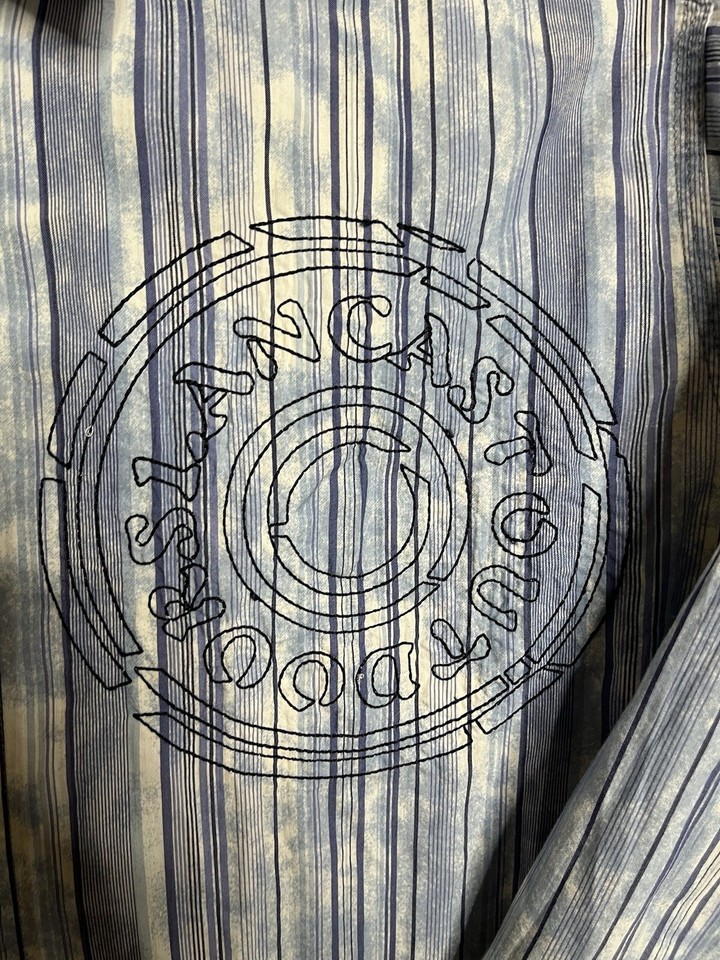 Diesel Shirt Mens M Blue striped Button Up Long Sleeve Brave Logo