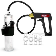LeLuv MAXI Penis Pump  Black/Grey Handle w/ Gauge Options  4 Rings  Vibration